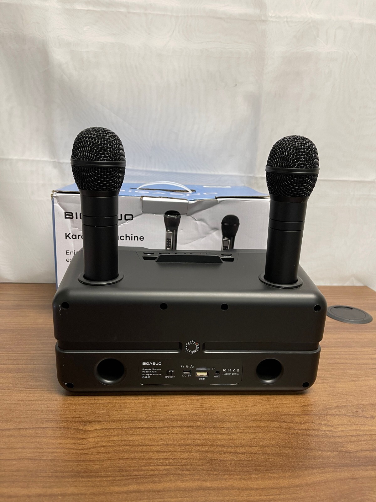 Bigasuo KA215 Black Portable Karaoke Machine With 2 UHF Wireless Microphones - 2