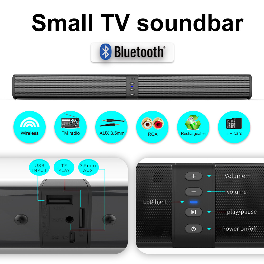 Bluetooth 5.0 Home TV Sound Bar Speaker System Wireless Subwoofer 3D Surround - 4