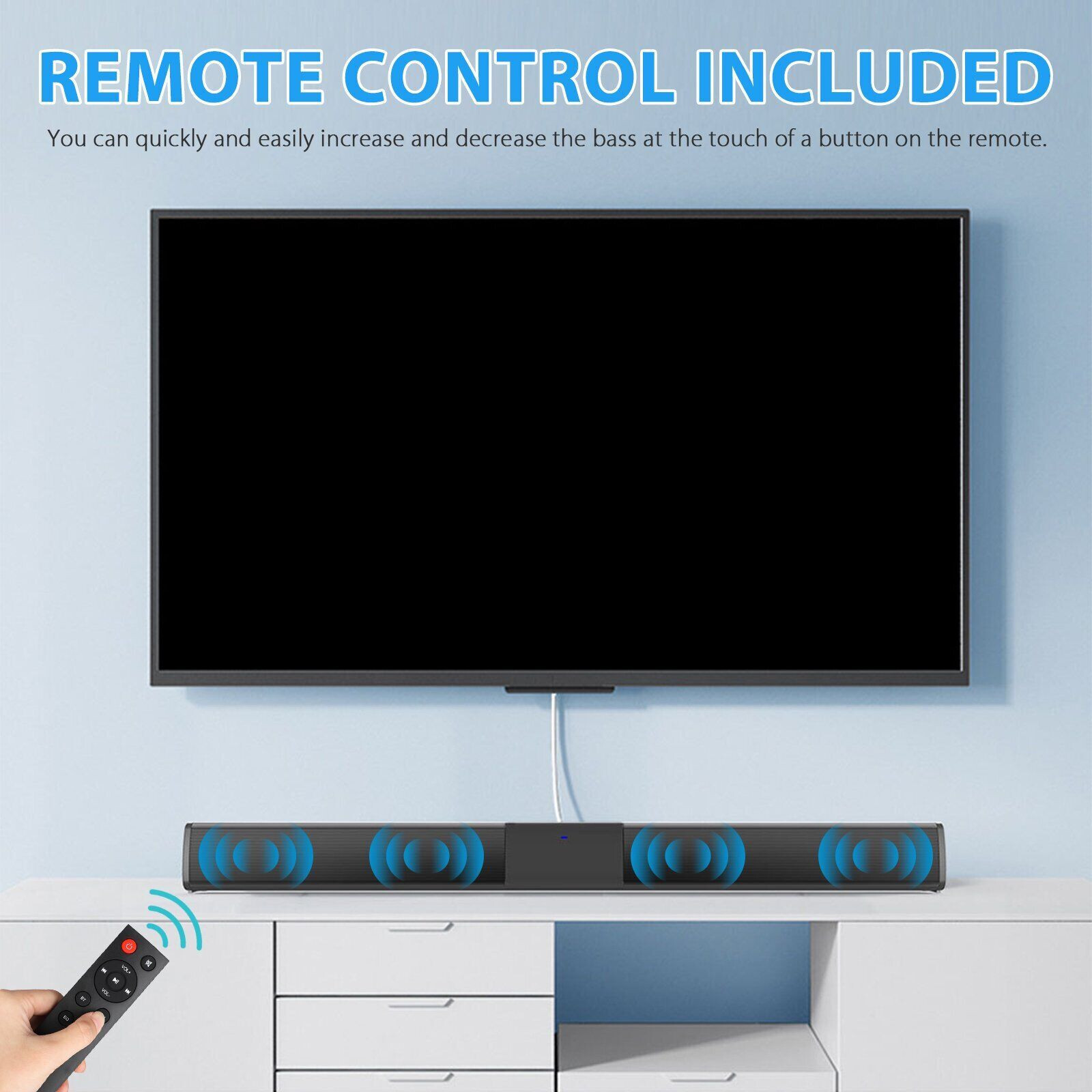 Bluetooth Wireless Powerful TV Sound Bar Home Theater Subwoofer Soundbar Remote - 2