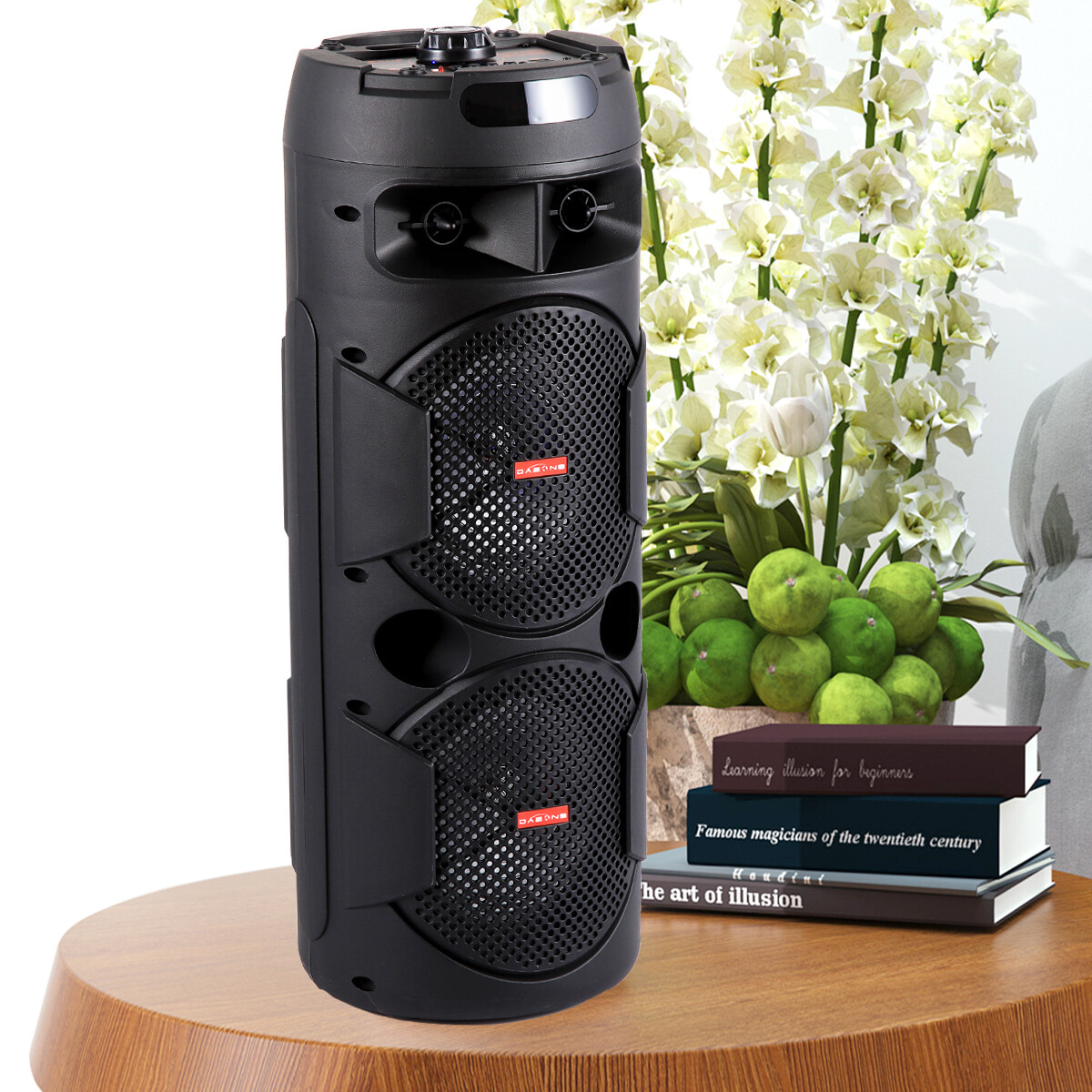 Dual 6.5" Woofer Portable FM Bluetooth Party Speaker Heavy Bass Sound With Mic - 14