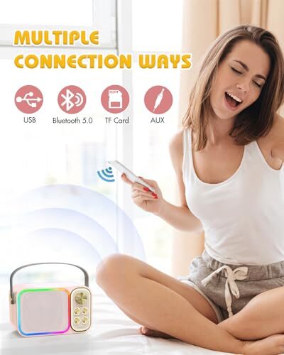 BESCOST Mini Karaoke Machine for Kids Adults, Portable Bluetooth Speaker with... - 3