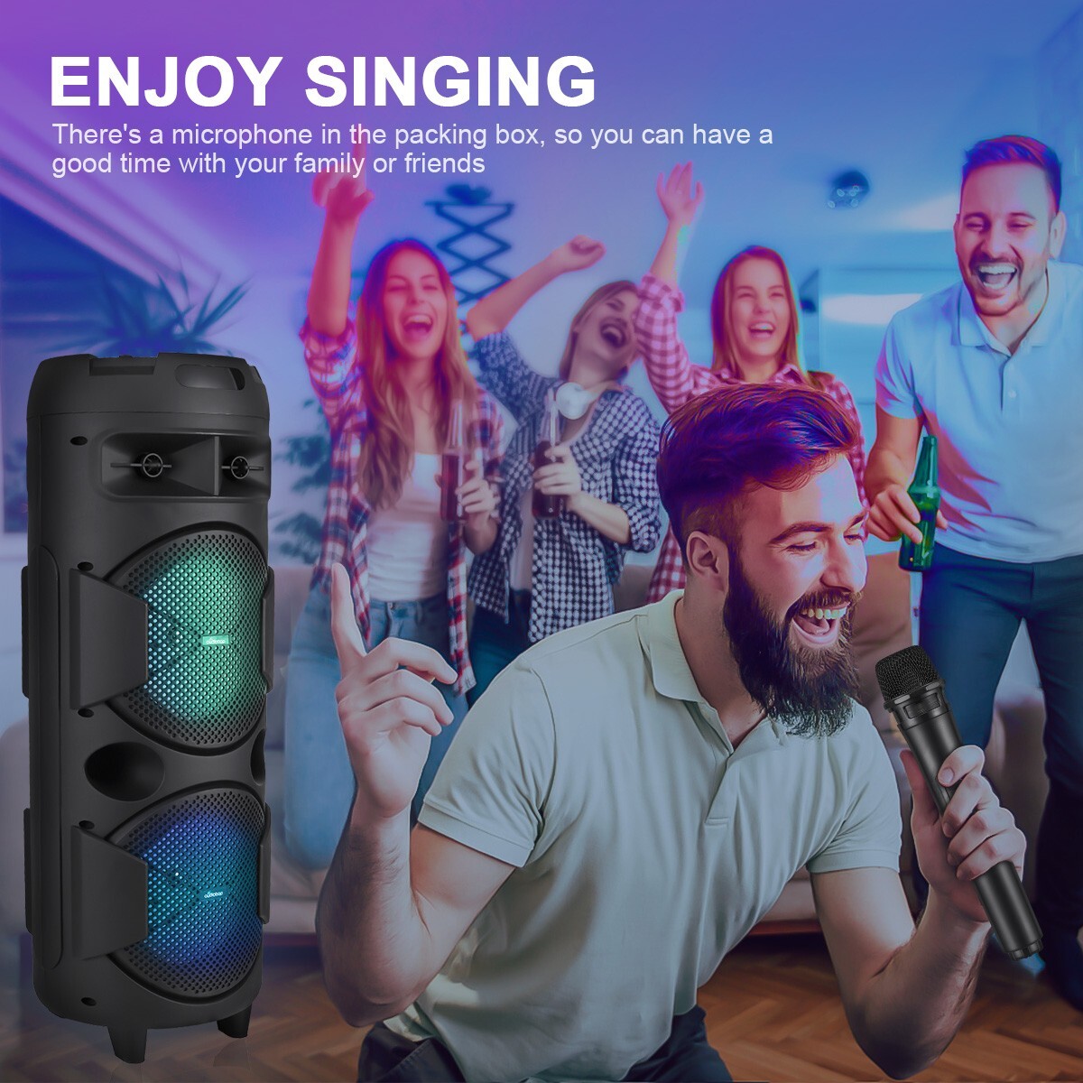 Party Portable Wireless Bluetooth Speaker Bass Sound Subwoofer with Microphone - 7