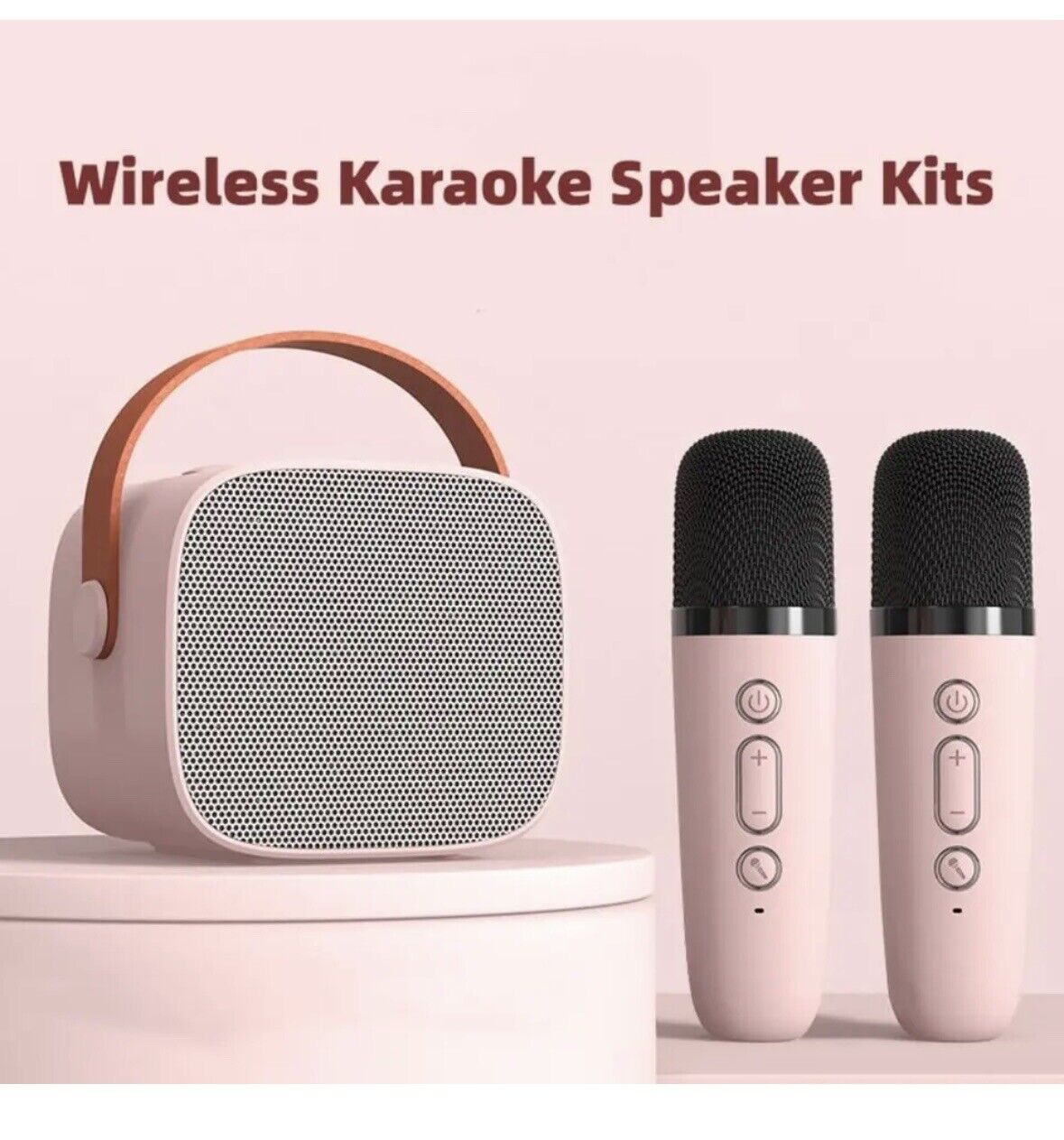 Mini Karaoke Machine for Kids & Adults Portable Speaker - 2 Wireless Mphone PINK - 8