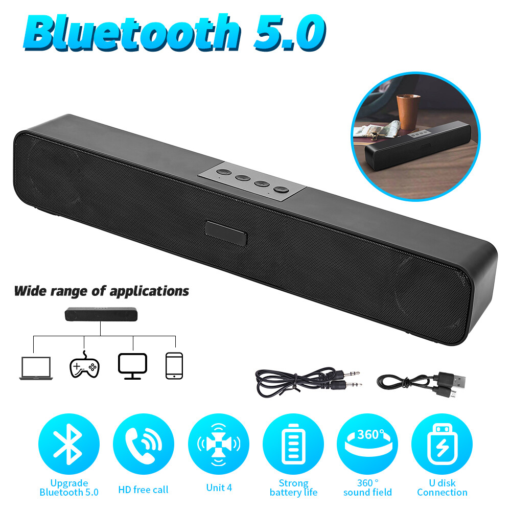 Bluetooth 5.0 Wireless TV Soundbar Speaker 3D Sound Bar Home Theater Subwoofer