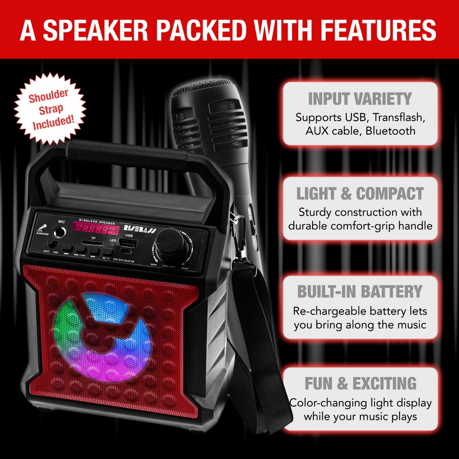 Bluetooth Speaker with Microphone Set Portable PA System for Kids Adults Recharg - 1