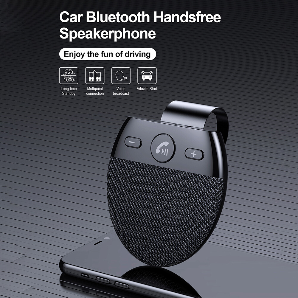 Wireless Bluetooth 5.0 Speakerphone Speaker Phone Visor Clip Hands Free Car Kit - 1