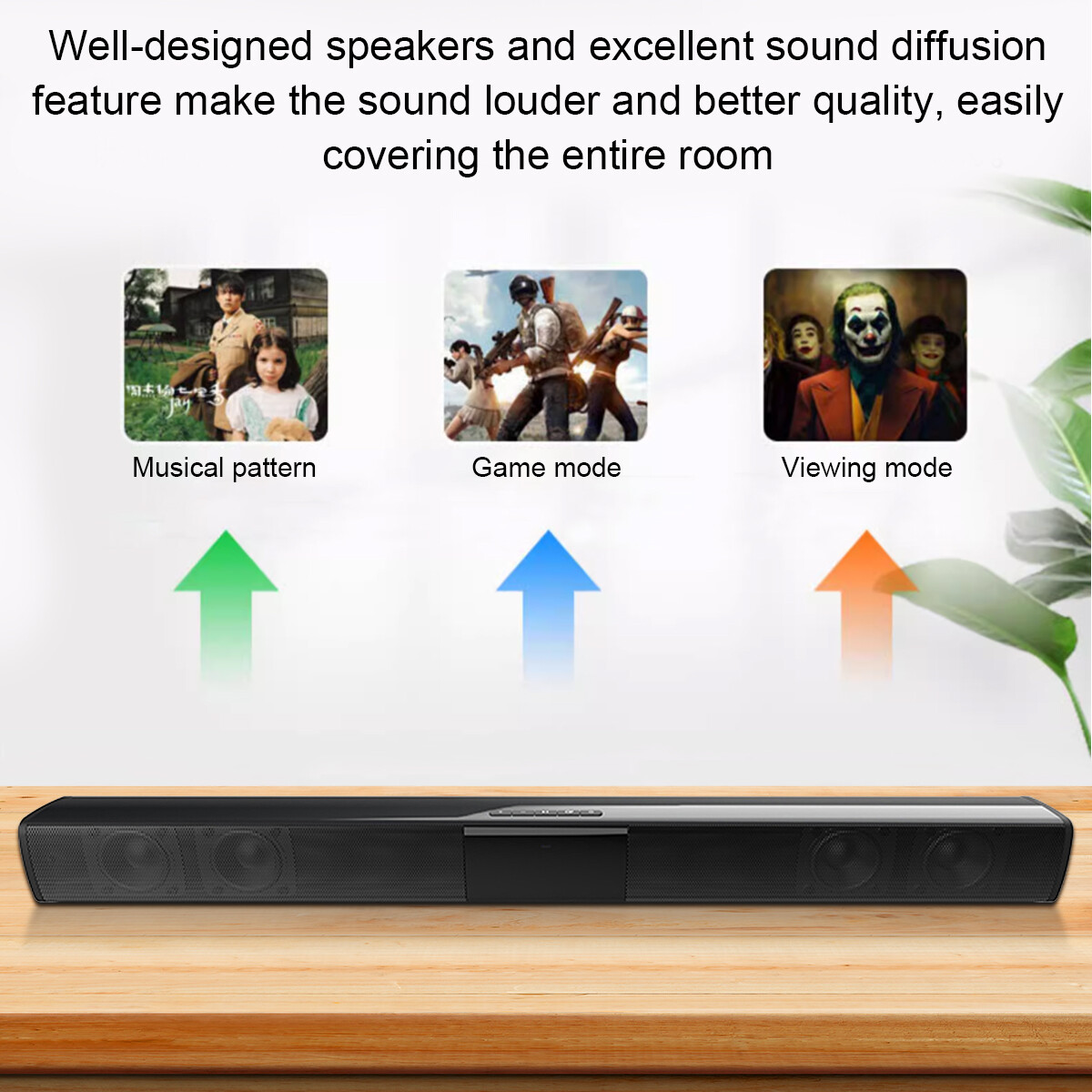 Wireless Sound Bar 4 Speaker System BT Subwoofer TV Home Speaker Theater&Remote - 4