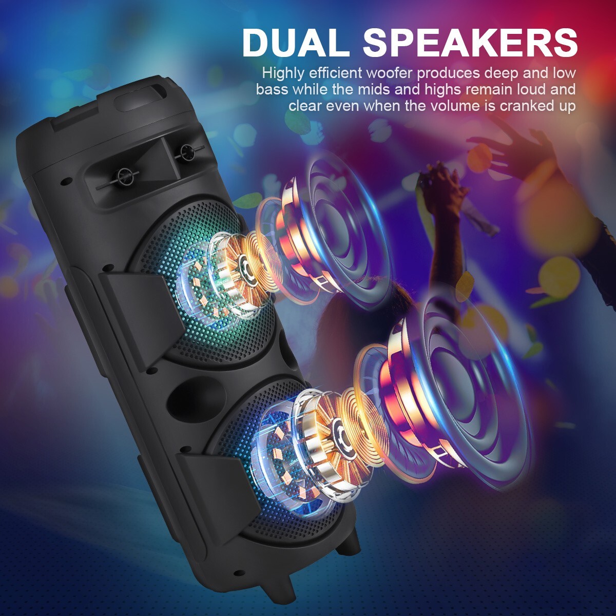 Party Portable Wireless Bluetooth Speaker Bass Sound Subwoofer with Microphone - 1