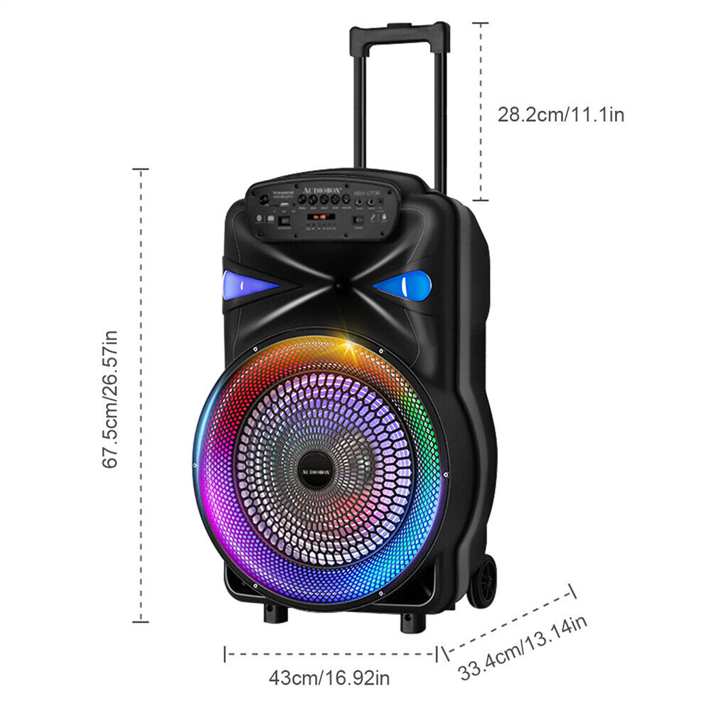 Portable 8''/15” Bluetooth Speaker Subwoofer Heavy Bass Party System Mic FM LOT - 17